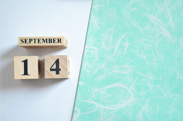 September 14, Empty white - green background.	
