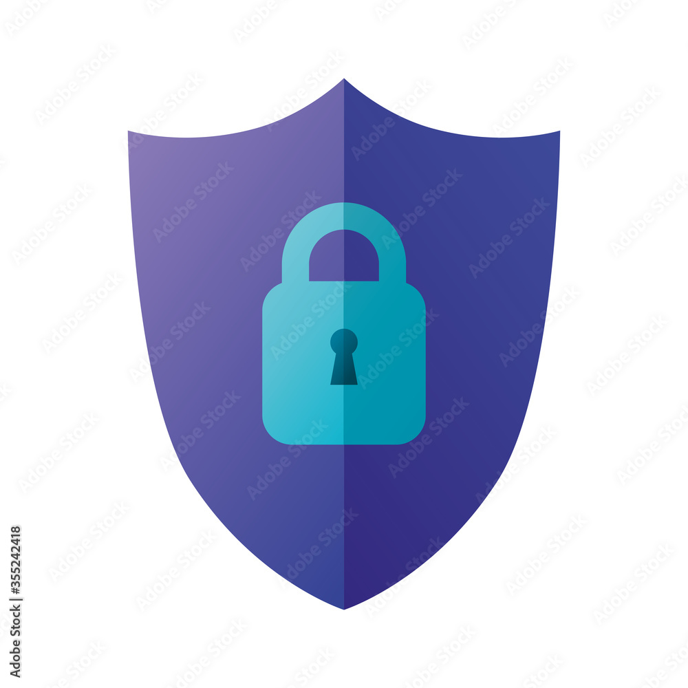 Poster isolated padlock inside shield vector design