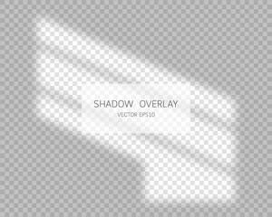 Shadow overlay effect. Natural shadows from window isolated on transparent background. Vector illustration. 