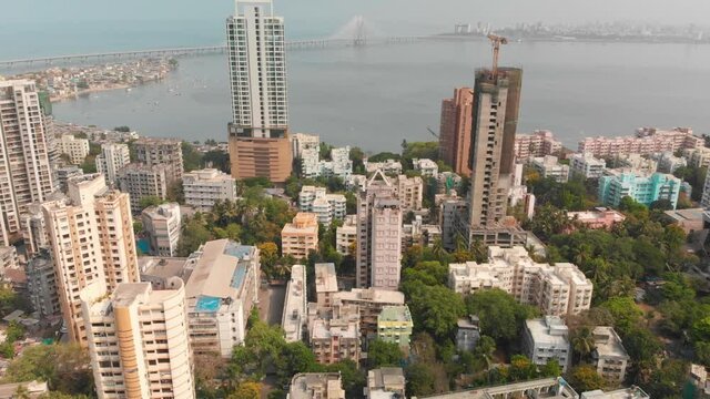 Bandra Worli Sea Link and City Landscape View of Bombay/Mumbai during 2020 lockdown