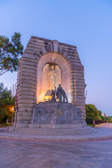 Night view of national war memorial in Adelaide, Australia