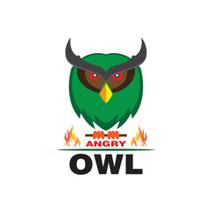Creative design of angry owl logo icon