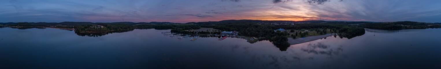 Panoramic view on the reservoir Bostalsee at Nohfelden in Germany.