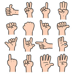 vector set of cartoon hand
