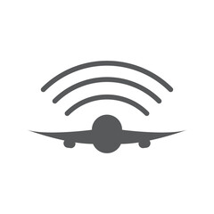 Airplane with signal icon. Vector Illustration