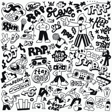 rap music doodle set