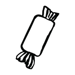 Hand drawn chocolate candy. Vector illustration of a subject on a white background. Cartoon style children's coloring book. An isolated element for scrapbooking.