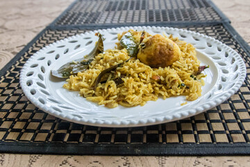 egg biryani home made being served