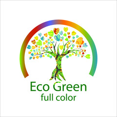 tree logo, greening symbol + social logo with association and greening of life. full color or full color tree logos