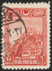 Republic of Turkey. Republic of Turkey postage stamp. Republic of Turkey historical stamp. A postage stamp printed in Republic of Turkey.