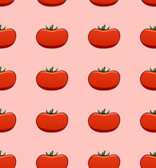 Tomatoes seamless pattern on pink background. Print for textile, decor, site.