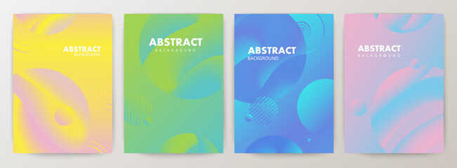 Set of minimal abstract shape on gradient colors background for Brochure, Flyer, Poster, Leaflet, Annual report, Book cover, Graphic Design Layout template, A4 size