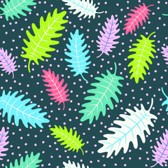 Palm leaves seamless pattern. Tropical plant vector repeating illustration for textile, wallpaper design.