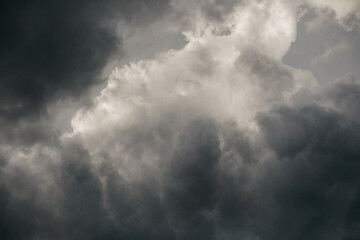 Background of dark clouds on a rainy day