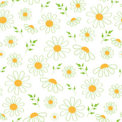 Fototapeta na wymiar Seamless pattern of daisies in white background. It can be used for wallpapers, cards, patterns for clothes and other.