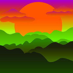 Obraz premium vector illustration of a sunset