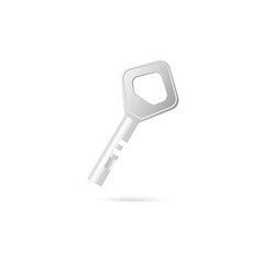 Template of door lock or padlocks key, realistic vector illustration isolated.