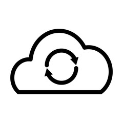 cloud storage with sync arrows icon, line style