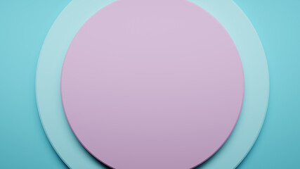 pastel blue and pink colored circles, abstract background concept, 3D Illustration 