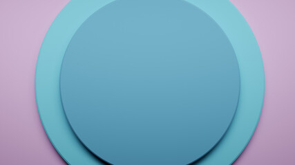 pastel blue and pink colored circles, abstract background concept, 3D Illustration 
