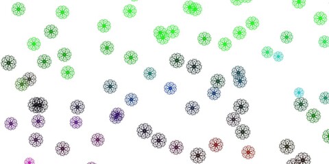 Light Pink, Green vector doodle template with flowers.