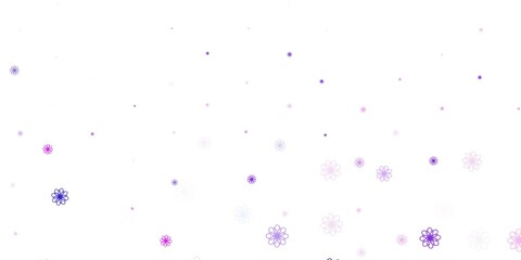 Light Pink vector doodle background with flowers.