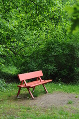 Fototapeta premium Rote Bank im Park