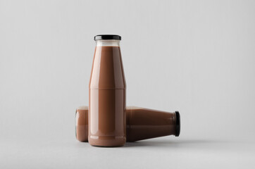 Chocolate Milk Bottle Mock-Up - Two Bottles