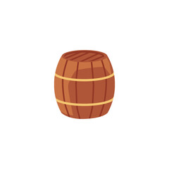 Wooden beer or wine barrel cartoon icon flat vector illustration isolated.