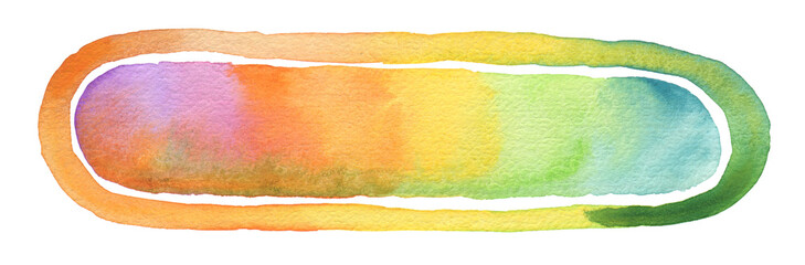 Oval long horizontal watercolor painting background. Paper texture.
