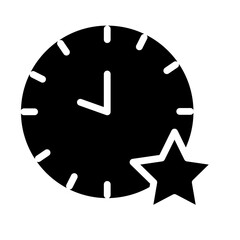 clock with star icon, silhouette style