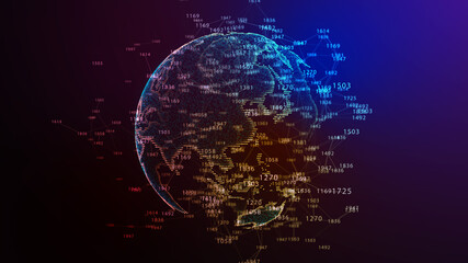 Earth Globe. Background with Light Effect. Global International Connectivity Background. 3D illustration.