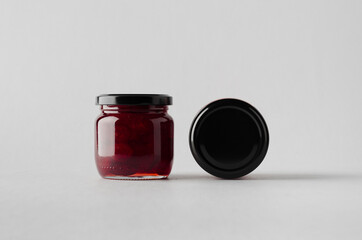 Cherry Jam Jar Mock-Up - Two Jars - obrazy, fototapety, plakaty