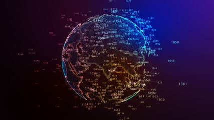 Obraz premium Earth Globe. Background with Light Effect. Global International Connectivity Background. 3D illustration.