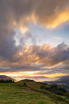 Sunrise on Mount Cayon, Pilo&ntilde;a, Asturias, Spain