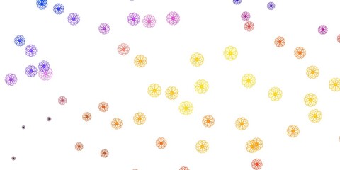 Light Blue, Red vector doodle template with flowers.