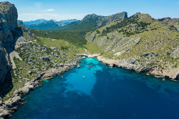Fototapeta premium Cala figuera drone photography, landscape of cala figuera drone photo mallorca