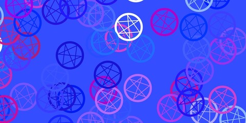 Light Blue, Red vector template with esoteric signs.