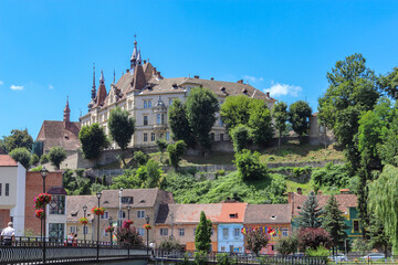 view of the old town of Sighisoara Romania