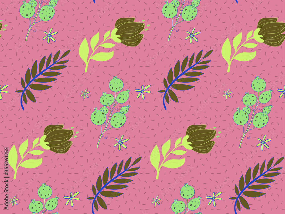 Poster bright color beautiful background. tileable images from colors and herbs. summer theme pattern.