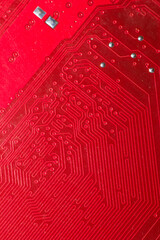 Closeup of electronic circuit board or PCB printed circuit board