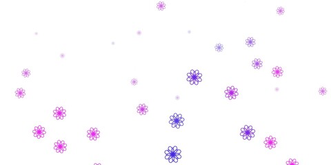 Light Purple, Pink vector doodle pattern with flowers.