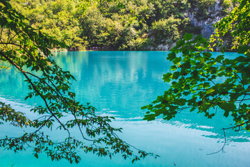 Picturesque landscape at Plitvice Lakes National Park in Croatia.