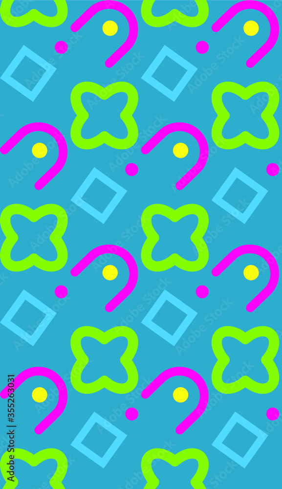 Poster bright color beautiful background. tileable images from geometric shapes and symbols. summer theme p