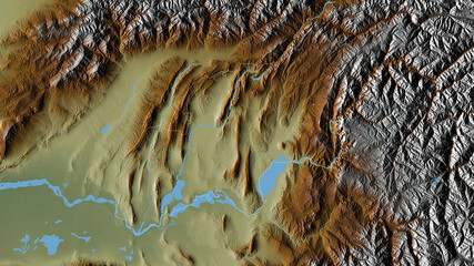 Khatlon, Tajikistan - outlined. Relief