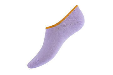 Women's socks on the foot on a white background are isolated
