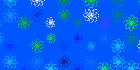 Light Blue, Green vector pattern with curved lines.