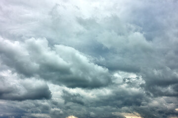 Sky with gray heavy clouds