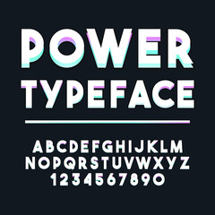 Obraz premium Typography Neon Alphabet Style. Decorative Typeset Modern Font. Letters and Numbers Design Set.