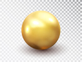Golden sphere isolated on transparent background. Golden glossy 3D ball with glares. Round shape, geometric simple, figure circle. Vector 3d metal sphere, shiny capsule ball icon. - obrazy, fototapety, plakaty